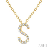1/20 ctw Initial 'S' Round Cut Diamond Pendant With Chain in 14K Yellow Gold